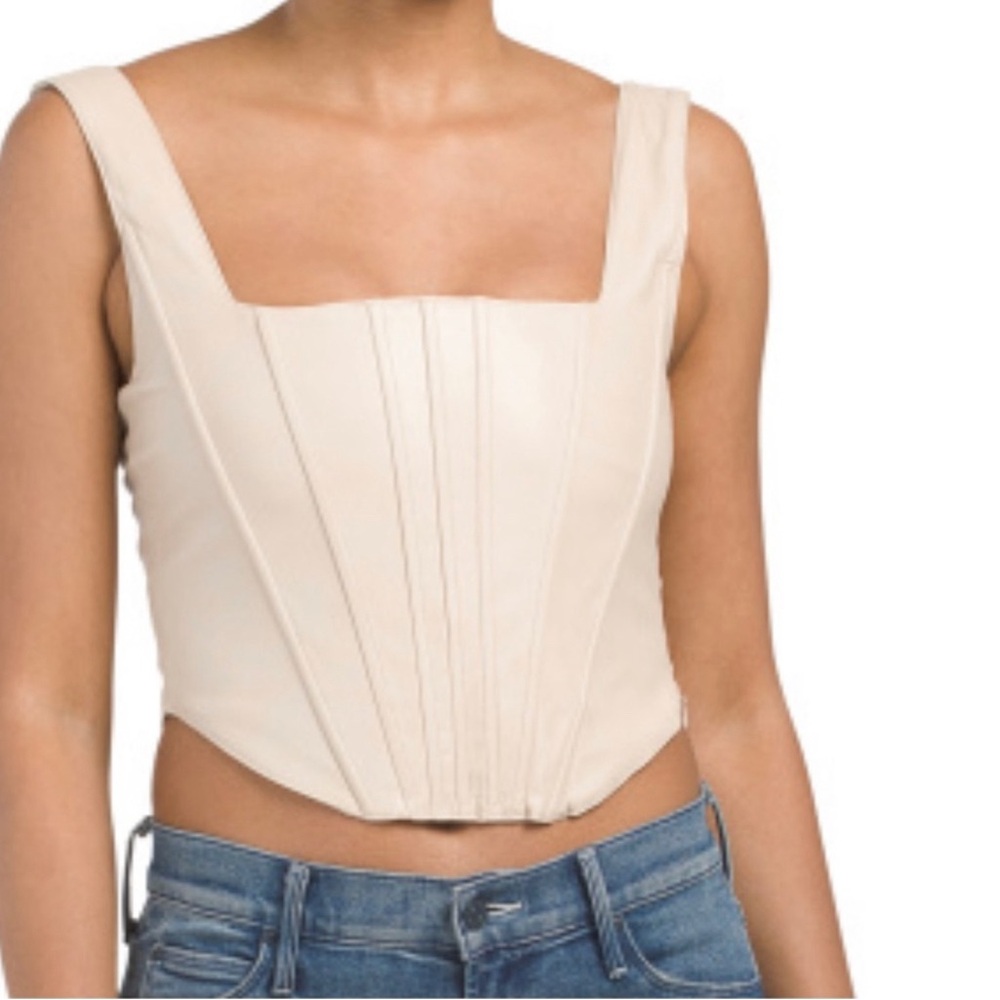 NWT 7 FOR ALL MANKIND Faux Leather Corset Top Size XS